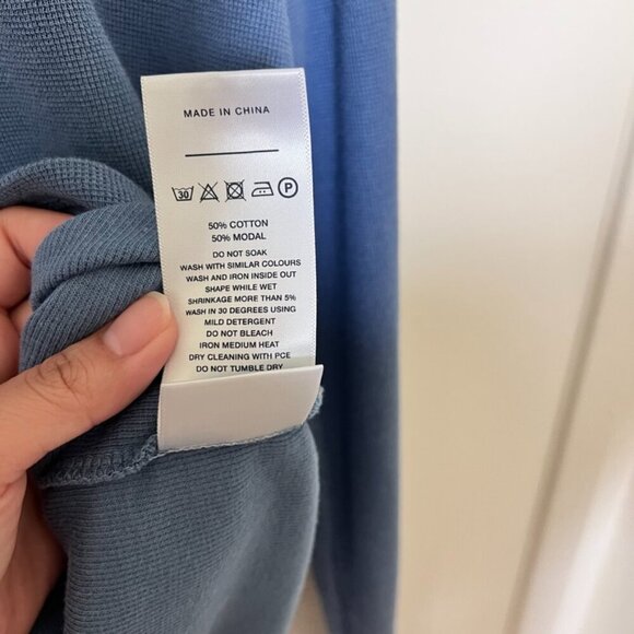 NN07 Clive Long Sleeve Waffle Knit Tee Shirt In Bering Sea M​ - Picture 7 of 8